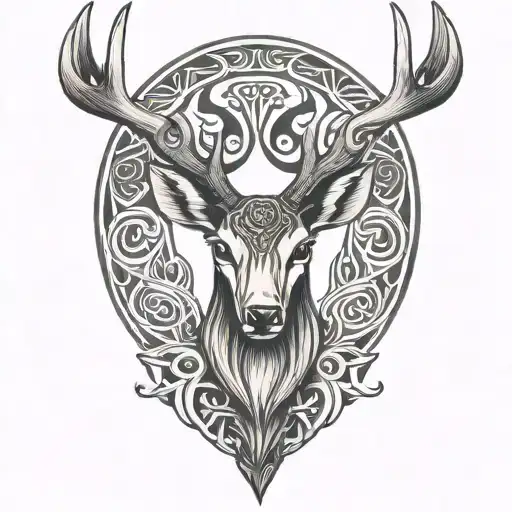 celtic deer head tattoo design idea