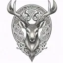 celtic deer head tattoo design idea