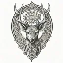 celtic deer head tattoo design idea