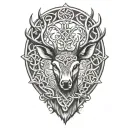 celtic deer head tattoo design idea