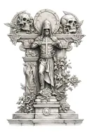 Templar cemetery tattoo design idea