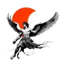 icarus with japanese rising sun tattoo design idea