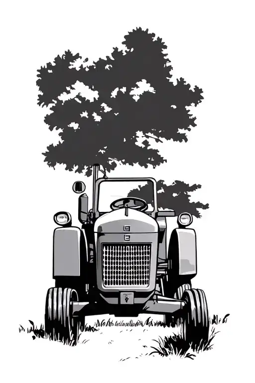 Farm Scene With Vintage Tractor tattoo design idea