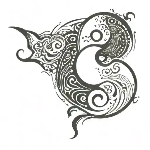 yin yang gemini sign tattoo design idea