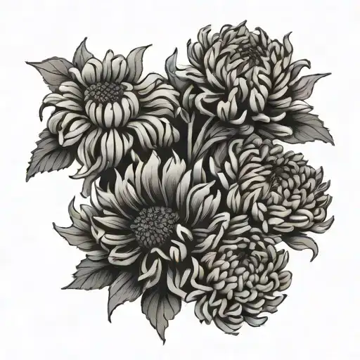 black chrysanthemums with black mucus tattoo design idea