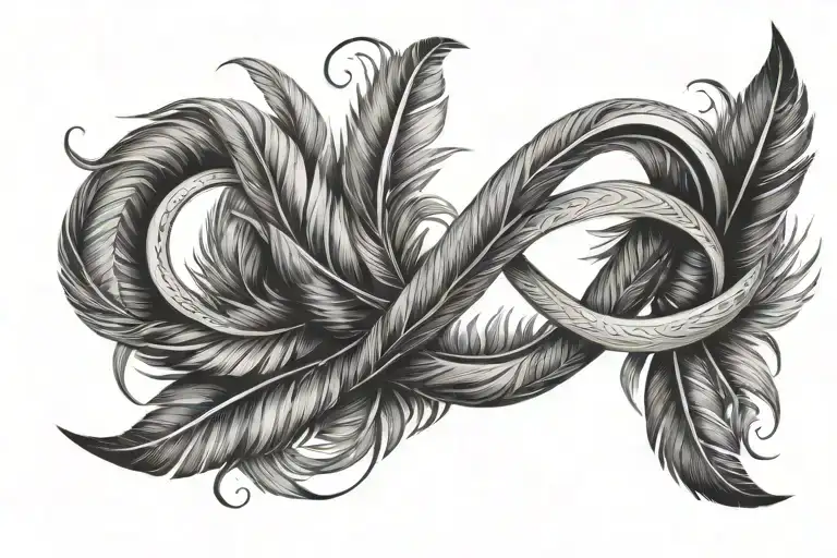Infinity Symbol made of feathers tattoo design idea