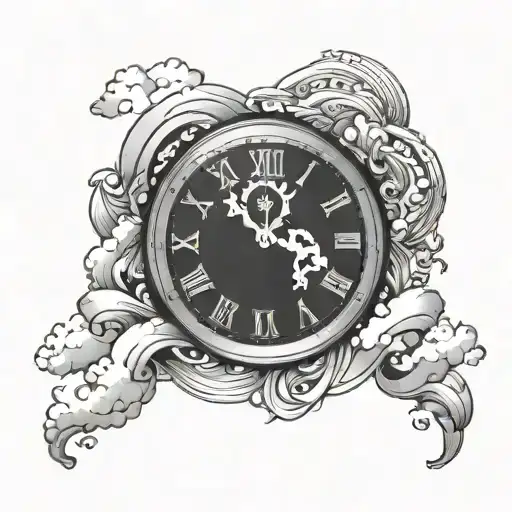 shading of clouds with roman numerals inside wrapped around wrist tattoo design idea