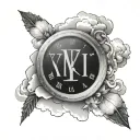 shading of clouds with roman numerals inside wrapped around wrist tattoo design idea