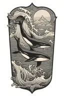 killer whale swimming under iceberg tattoo design idea