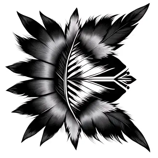 Mexican and Navajo symbols feather tattoo design idea
