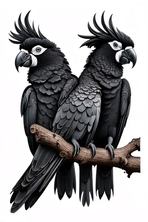3 black cockatoos tattoo design idea