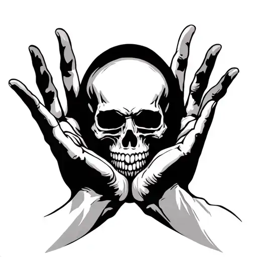 praying skull hand flipping you tattoo design idea