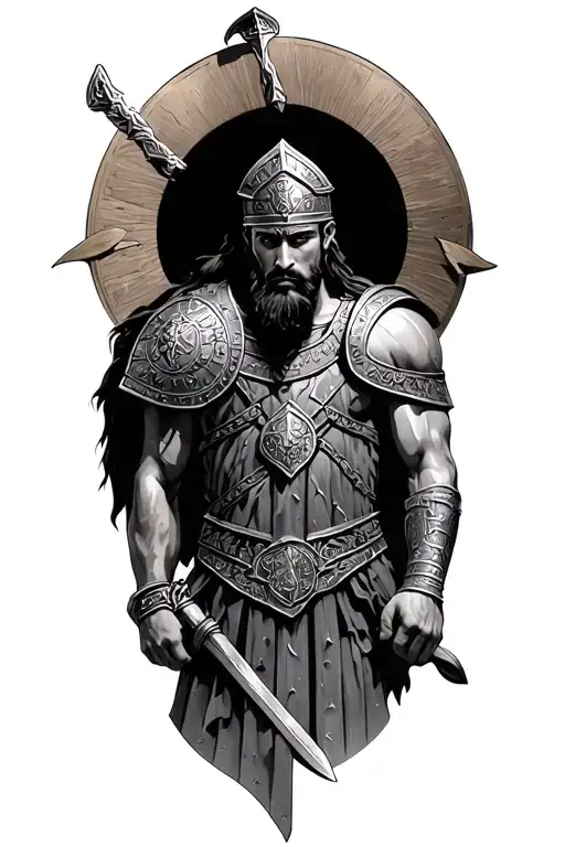 roman warrior tattoo design idea