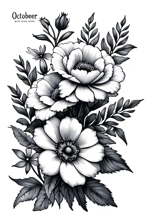 October & January birth flowers tattoo design idea