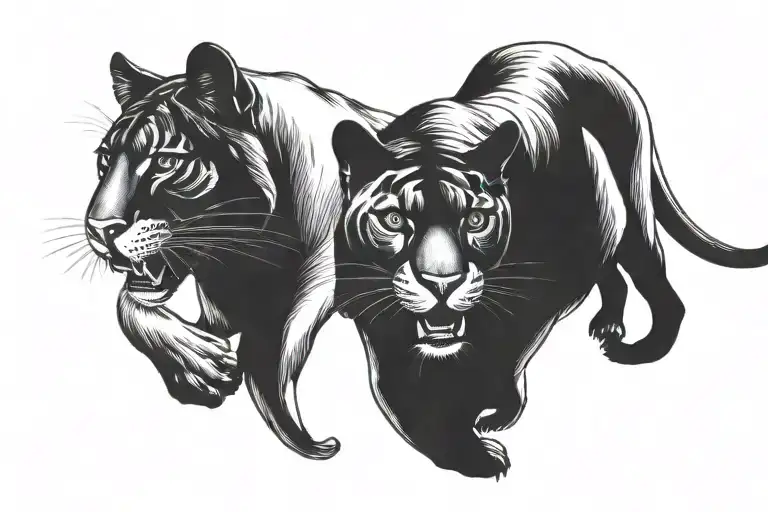 a panther and a puma tattoo design idea