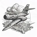 small and simple f9-f8 panther cougar naval plane made up of the cross with slight jeststream  tattoo design idea