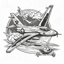 small and simple f9-f8 panther cougar naval plane made up of the cross with slight jeststream  tattoo design idea