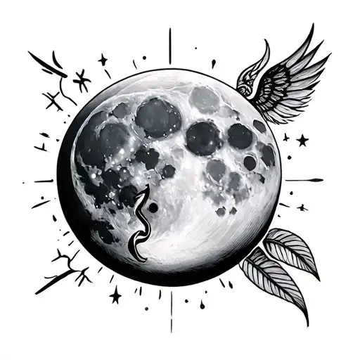 full moon with a Gemini zodiac sign tattoo design idea