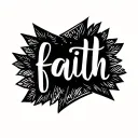 Faith + Arrow LineKeep the same thin, cursive “faith” text.Extend the last stroke of the “h” into a fine arrow line  tattoo design idea