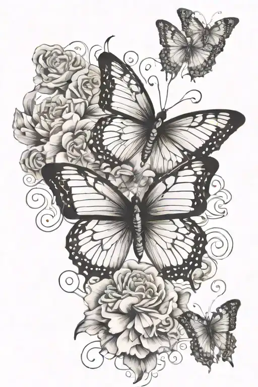 butterfly and name written tattoo design idea