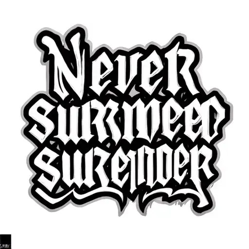 "Never surrender" word tattoo design idea
