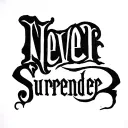 "Never surrender" word tattoo design idea