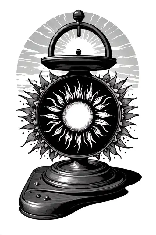 sun and weight scale balanced tattoo design idea