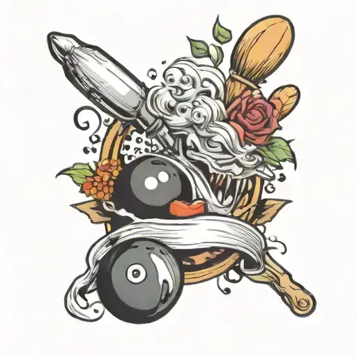 baking and bowling tattoo design idea
