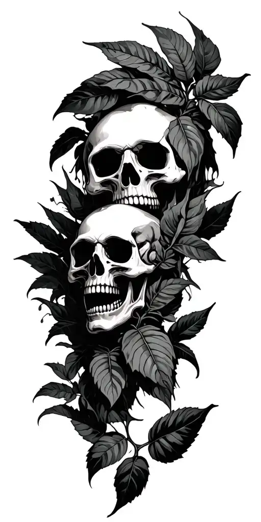 skulls pot leaves, evil faces and bio mechanical tattoo design idea