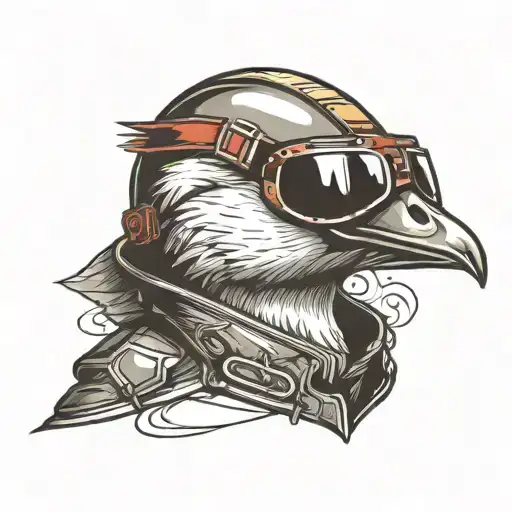 goose with fighter jet helmet tattoo design idea