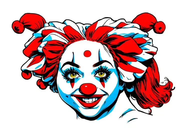 big booty female clown tattoo design idea