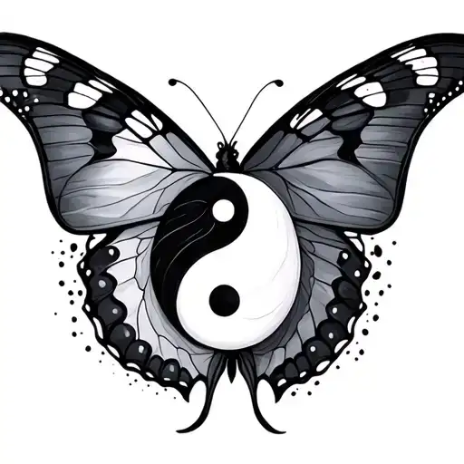 Yin Yang Butterfly tattoo design idea