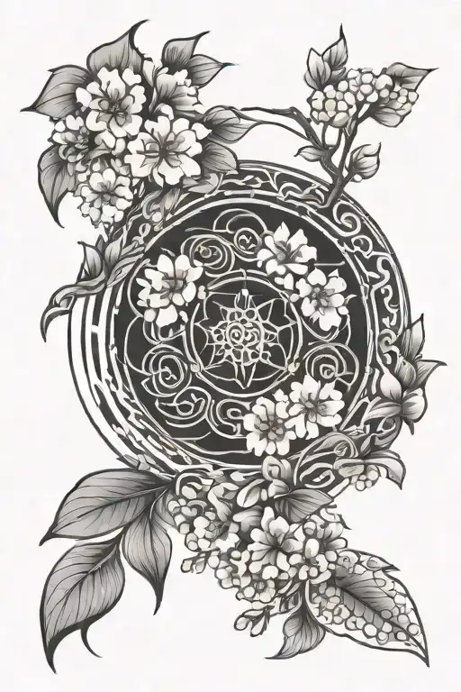 4 elements japanese cherry blossom elements mandala tattoo design idea
