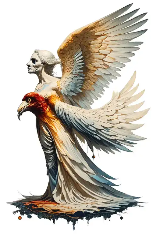 ange déchu good omens death of peace tattoo design idea