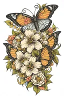 libra flowers butterfly tattoo design idea