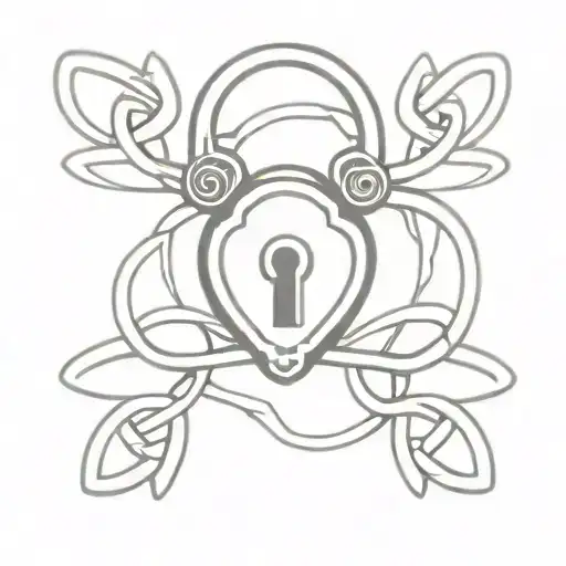 celtic knot padlock tattoo design idea