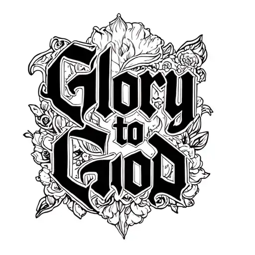 "Glory to God" old english letter tattoo design idea