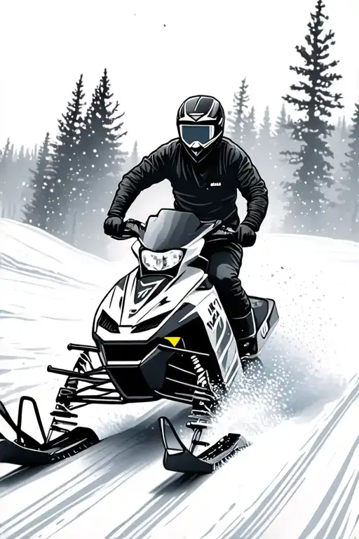 "Ski-doo" Snowmobile racing through a snowy tattoo design idea
