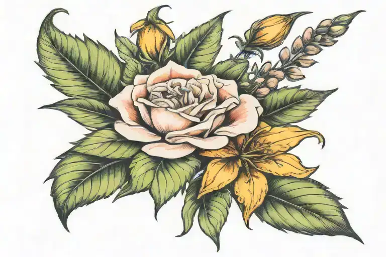 August June October Birth Flower for forearm tattoo design idea