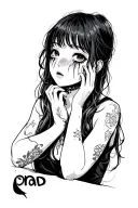 The girl is crying tattoo design idea