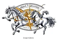 "Jurgen & Jeanne" Sagittarius and Libra combined together tattoo design idea