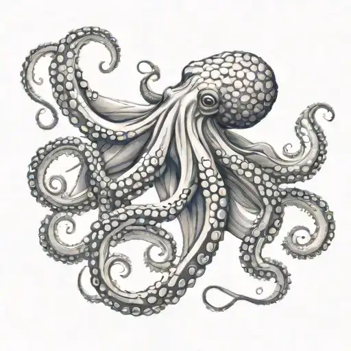 octopus wrapping its tentacles around sin tattoo design idea