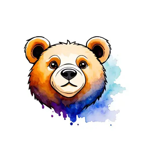 CARTOON BEAR HEAD tattoo design idea