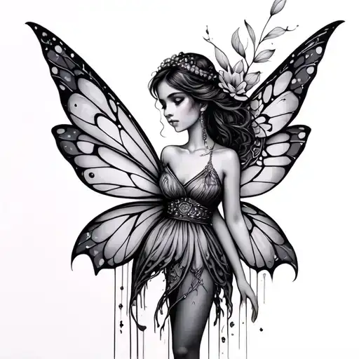 dainty fairy tattoo design idea