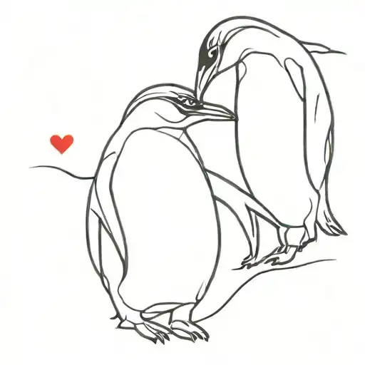 two penguins in love tattoo design idea