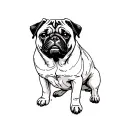 Young pug tattoo design idea