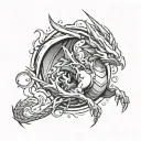 A Pokemon themed tattoo featuring a phoenix battling a dragon tattoo design idea