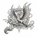 A Pokemon themed tattoo featuring a phoenix battling a dragon tattoo design idea