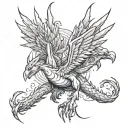 A Pokemon themed tattoo featuring a phoenix battling a dragon tattoo design idea