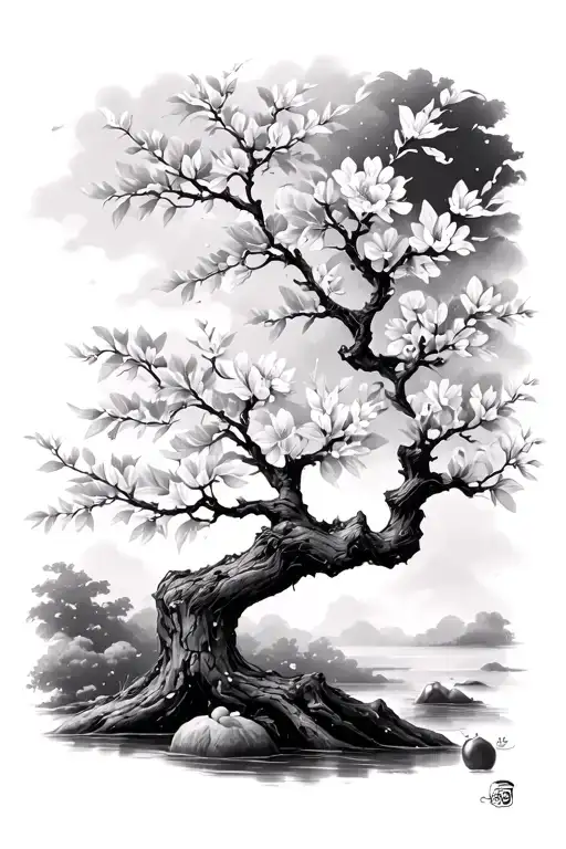 cherry blossom tree tattoo design idea